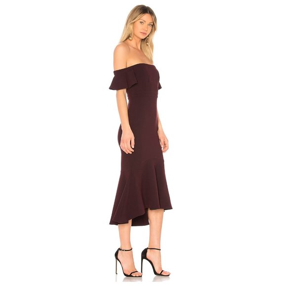 EUC Rachel Zoe Cabernet Devon Off the Shoulder Midi Dress Sz 6 - Picture 2 of 15